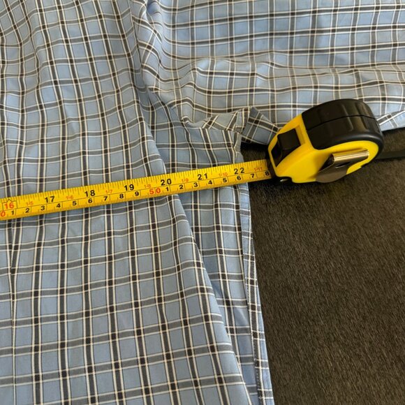 Boss Hugo Boss Men's Sharp Fit Blue Checkered Cotton Dress Shirt, Size 16 32/33 - Picture 7 of 7